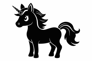 cute unicorn line art silhouette vector illustration