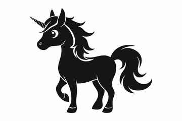 cute unicorn line art silhouette vector illustration