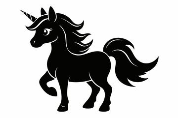 cute unicorn line art silhouette vector illustration