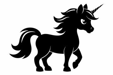 cute unicorn line art silhouette vector illustration