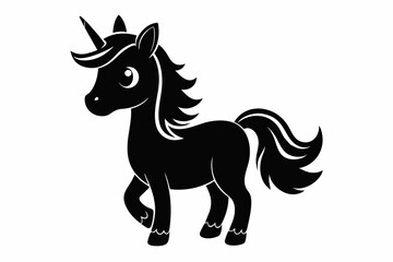 cute unicorn line art silhouette vector illustration