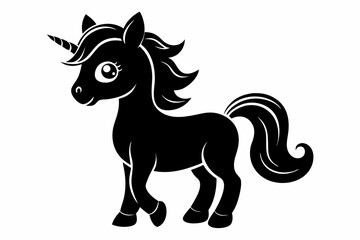 cute unicorn line art silhouette vector illustration