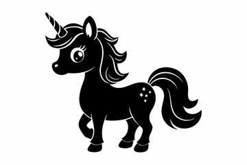 cute unicorn line art silhouette vector illustration
