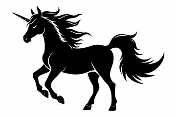 cute unicorn line art silhouette vector illustration