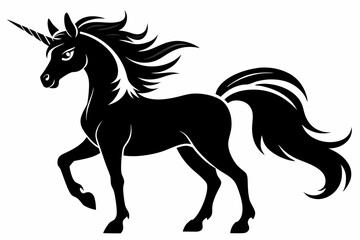 cute unicorn line art silhouette vector illustration