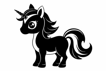 cute unicorn line art silhouette vector illustration