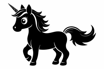cute unicorn line art silhouette vector illustration