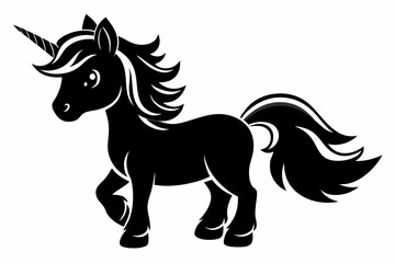 cute unicorn line art silhouette vector illustration