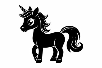 cute unicorn line art silhouette vector illustration