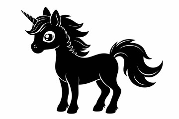 cute unicorn line art silhouette vector illustration