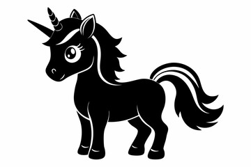 cute unicorn line art silhouette vector illustration