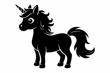 cute unicorn line art silhouette vector illustration