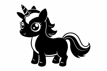cute unicorn line art silhouette vector illustration