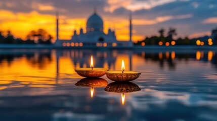 Diwali Festival Background with Candles and Happy Celebrations