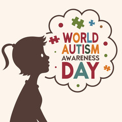 World Autism Awareness Day poster, April 2 Vector illustration
