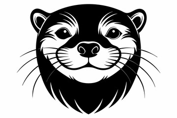 otter head line art silhouette vector illustration