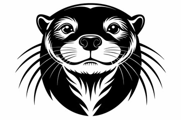 otter head line art silhouette vector illustration