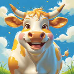 Fun cow 3D Illustration