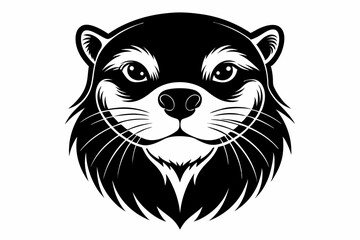 otter head line art silhouette vector illustration