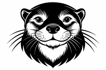 otter head line art silhouette vector illustration