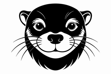otter head line art silhouette vector illustration