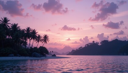 Sunset views over tropical island beach nature photography tranquil environment