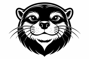 otter head line art silhouette vector illustration