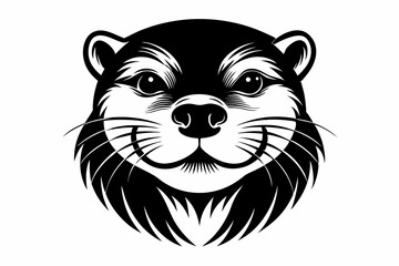 otter head line art silhouette vector illustration