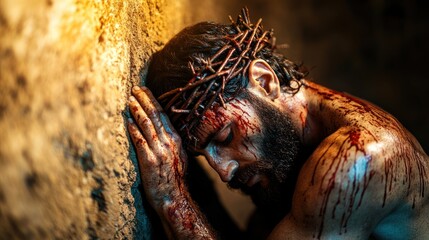 Crucifix of Jesus Christ with Lion of the Tribe of Judah - Symbol of Christian Strength and Faith