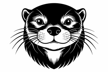 otter head line art silhouette vector illustration