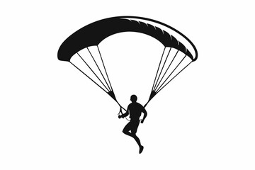 paraglider line art silhouette vector illustration