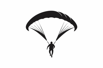 paraglider line art silhouette vector illustration