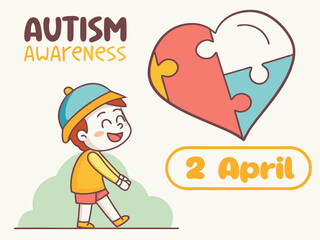World Autism Awareness Day poster, April 2 Vector illustration