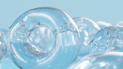 An up-close photograph of a chain's metal links, highlighted by a blue background that showcases its structure and glossy finish