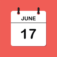 June 17. Daily Calendar icon for design. Simple design for business brochure, flyer, print media, advertisement. Easily editable.
