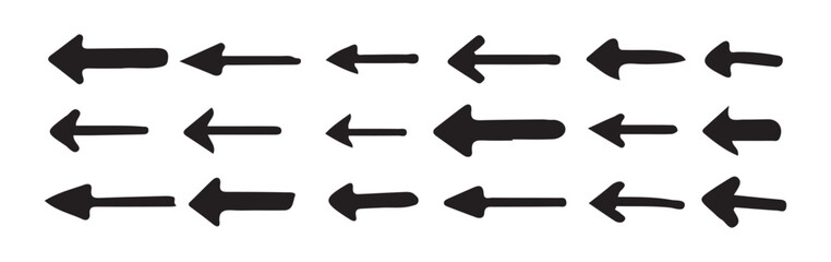 Set of black arrow icons. Doddle arrow. Collection different Arrows on flat style. Vector illustration eps 10