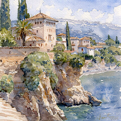 Watercolor landscape background