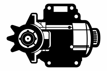 starter motor line art silhouette vector illustration