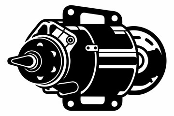 starter motor line art silhouette vector illustration