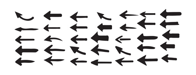 Set of black arrow icons. Doddle arrow. Collection different Arrows on flat style. Vector illustration eps 10