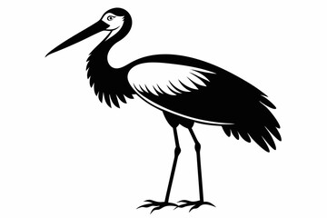 stork line art silhouette vector illustration