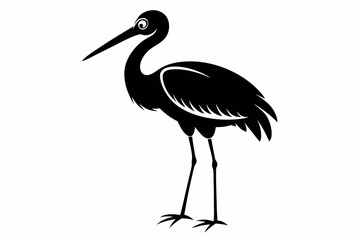 stork line art silhouette vector illustration