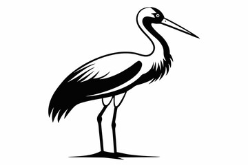 stork line art silhouette vector illustration