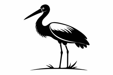 stork line art silhouette vector illustration
