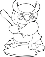 Owl Baseball Baseball bat Animal Vector Graphic Art Illustration