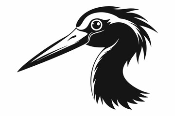 stork head line art silhouette vector illustration
