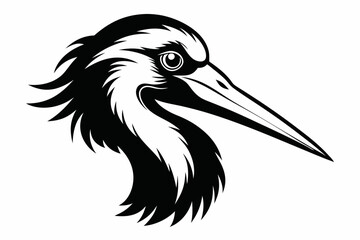 stork head line art silhouette vector illustration