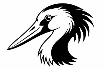 stork head line art silhouette vector illustration