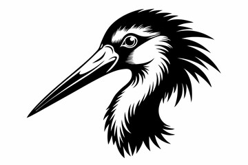 stork head line art silhouette vector illustration