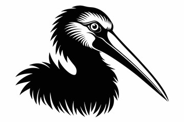 stork head line art silhouette vector illustration